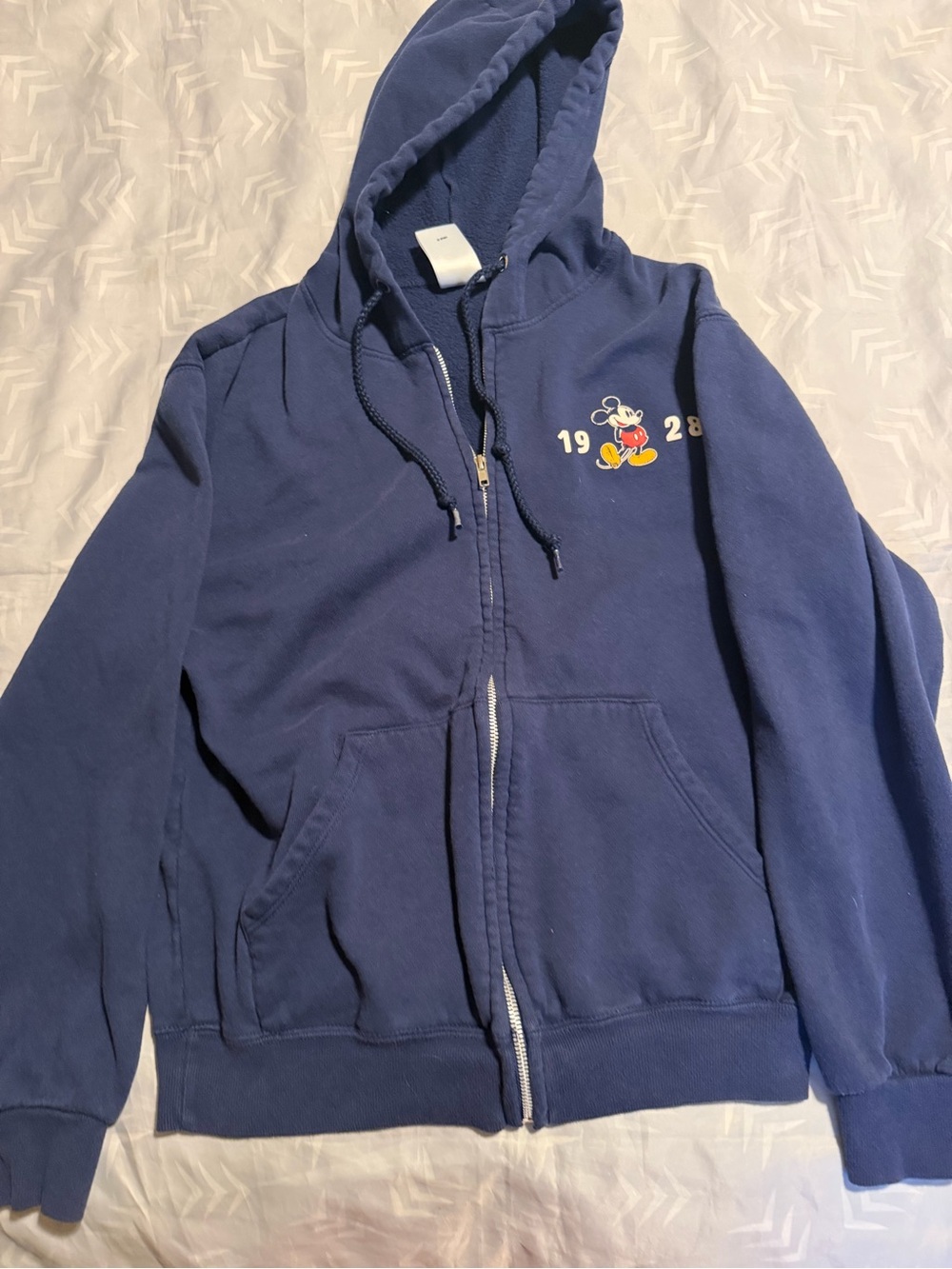 Disney Navy Zip-Up Hoodie with Mickey 1928 Embroidery